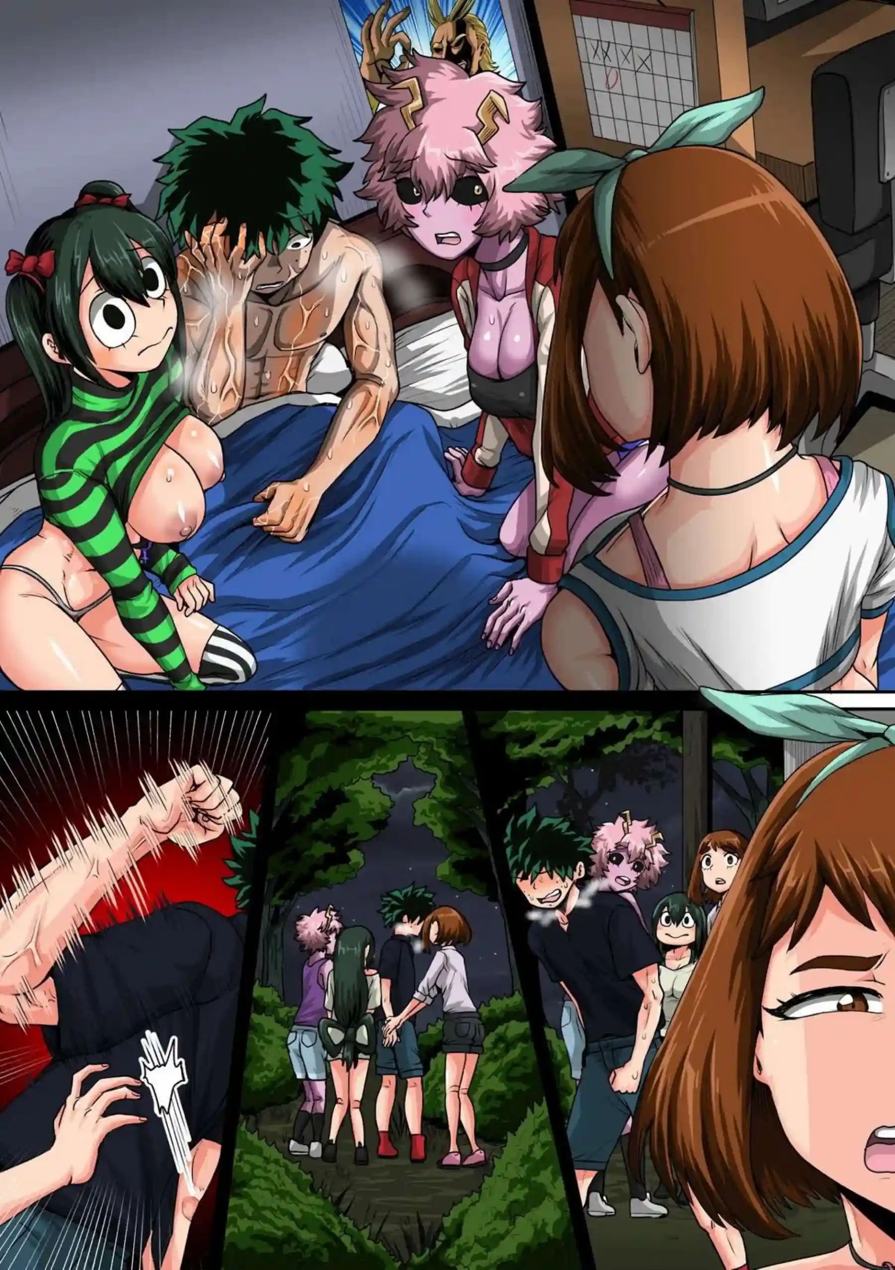 お茶子たちの奉仕！デクへの騎乗位&バックで抑えきれない快感を貪り合う！ - PAGE 064