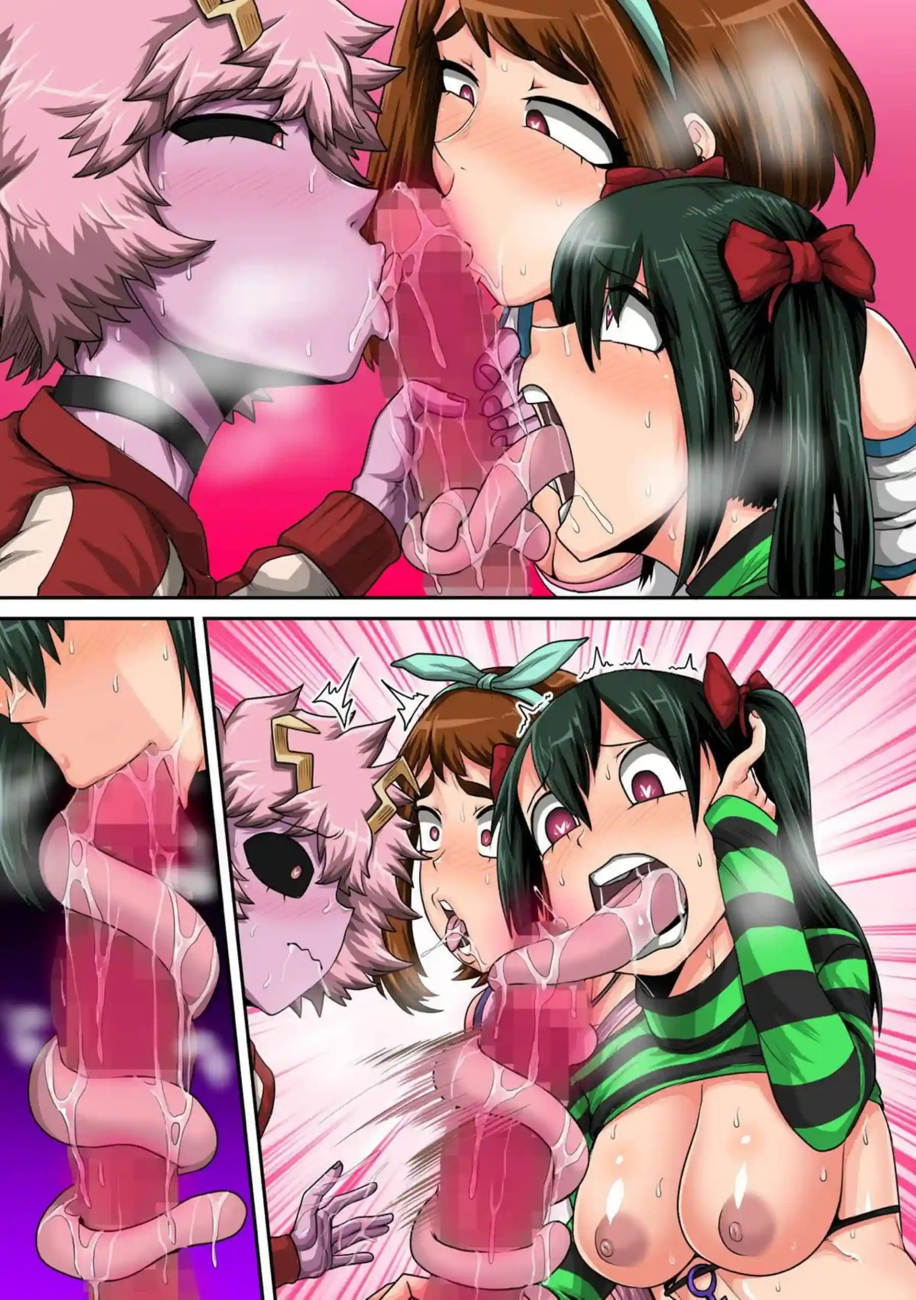 お茶子たちの奉仕！デクへの騎乗位&バックで抑えきれない快感を貪り合う！ - PAGE 074