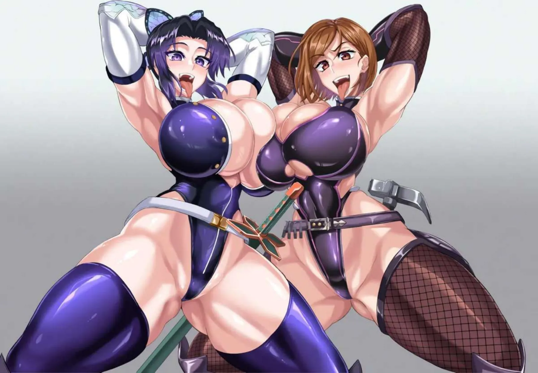対鬼忍シノブと対呪忍ノバラが触手セックス！口とマンコ2穴同時責めで潮を吹きまくる！ - PAGE 002