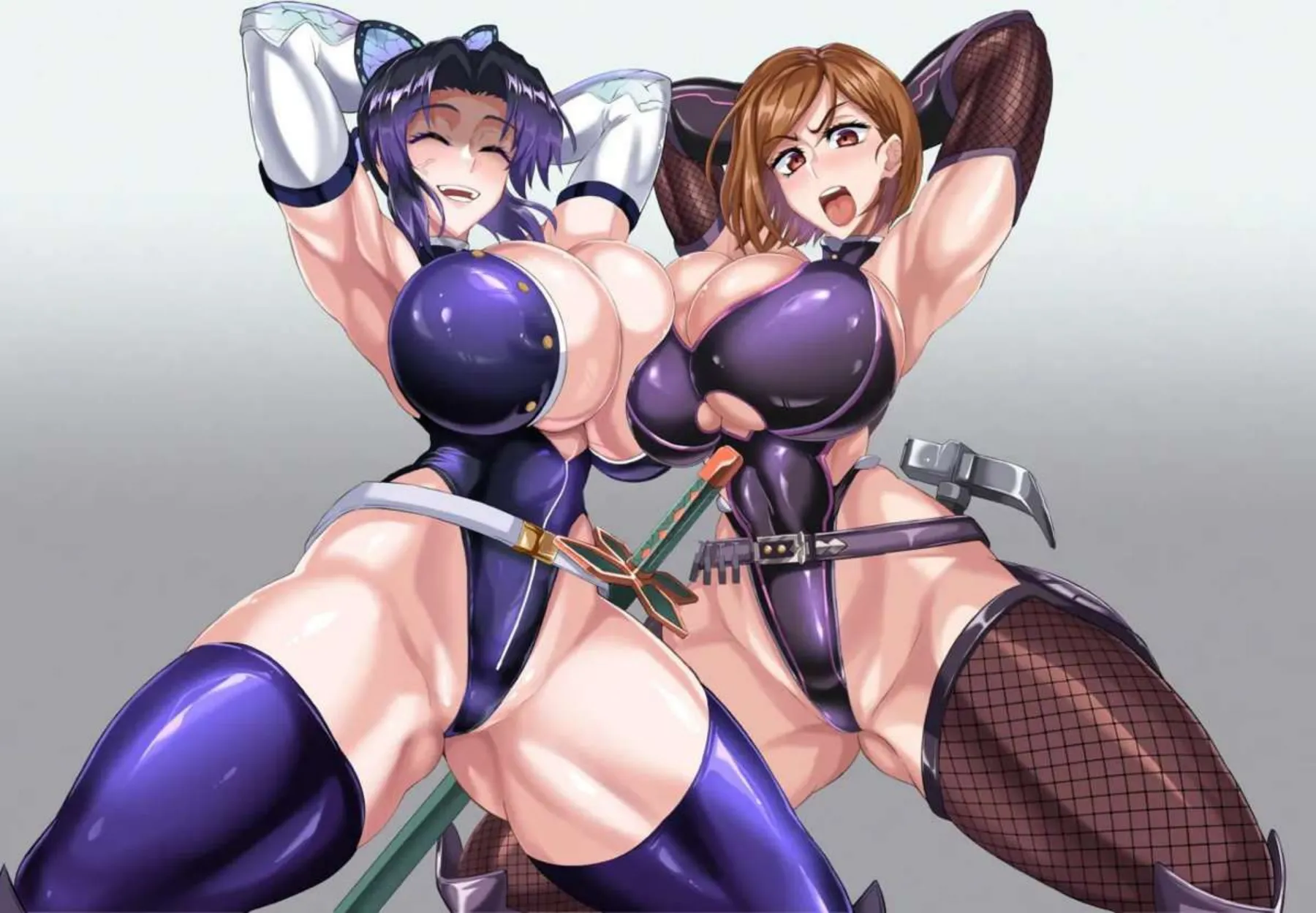 対鬼忍シノブと対呪忍ノバラが触手セックス！口とマンコ2穴同時責めで潮を吹きまくる！ - PAGE 003