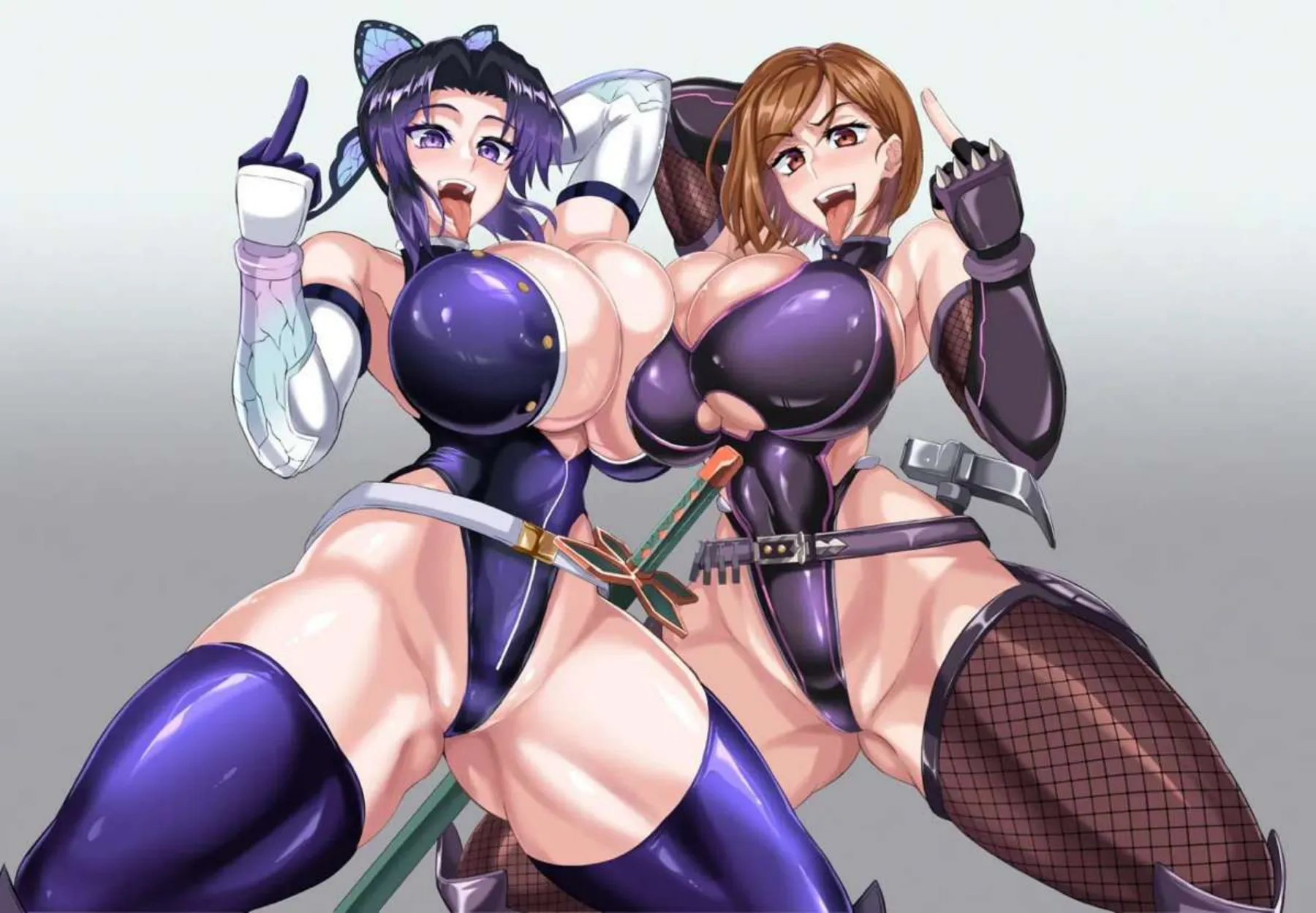 対鬼忍シノブと対呪忍ノバラが触手セックス！口とマンコ2穴同時責めで潮を吹きまくる！ - PAGE 007