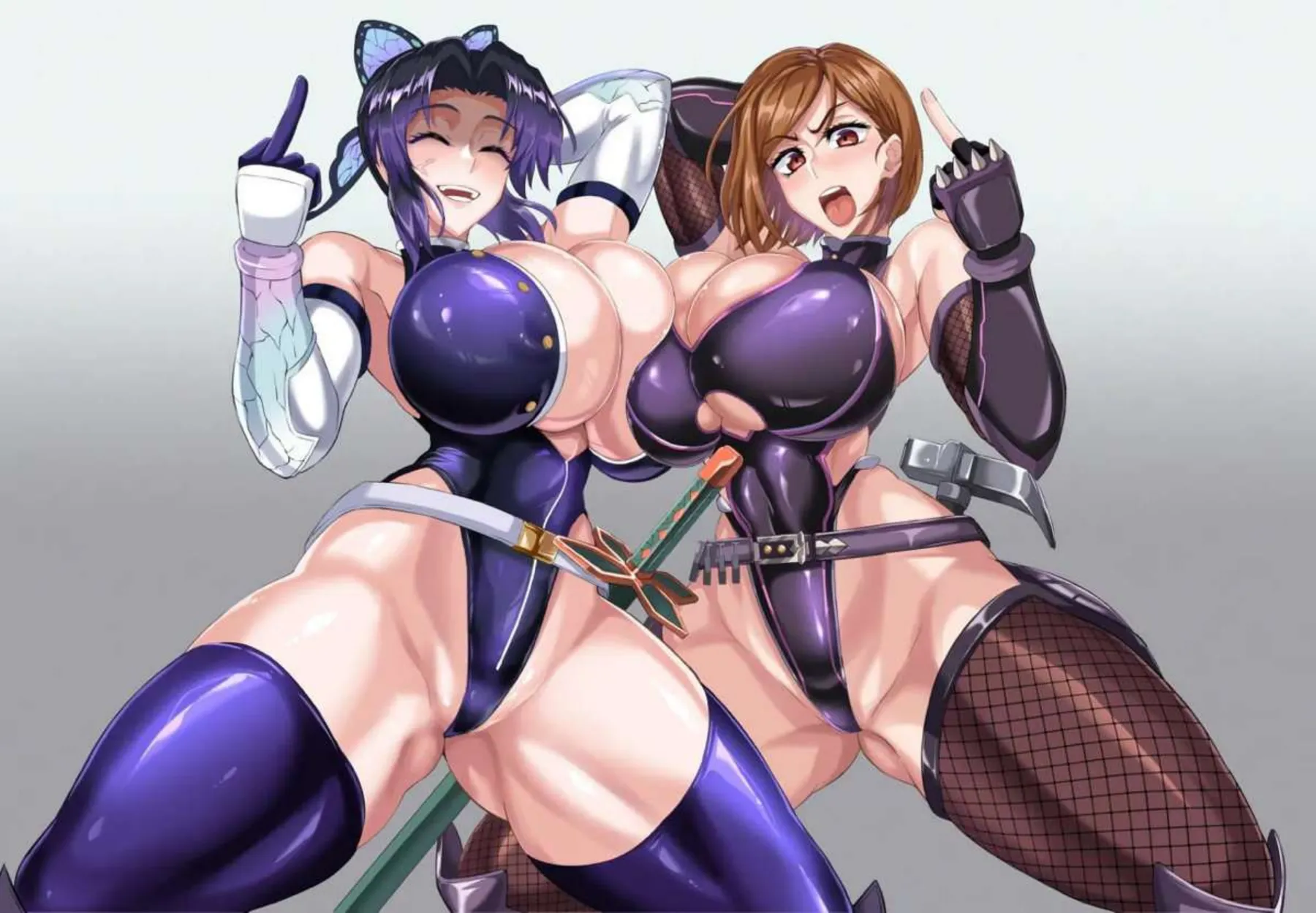 対鬼忍シノブと対呪忍ノバラが触手セックス！口とマンコ2穴同時責めで潮を吹きまくる！ - PAGE 008