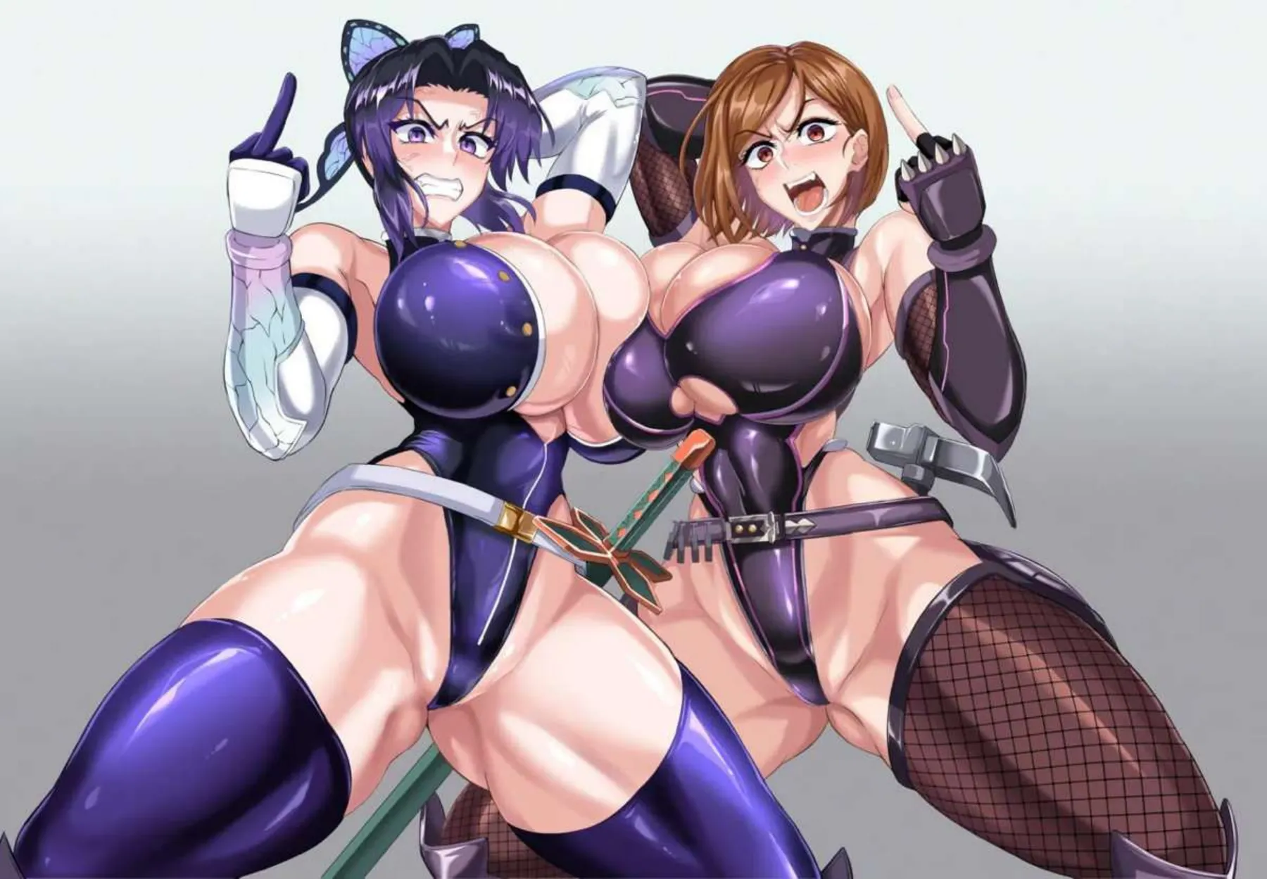対鬼忍シノブと対呪忍ノバラが触手セックス！口とマンコ2穴同時責めで潮を吹きまくる！ - PAGE 009