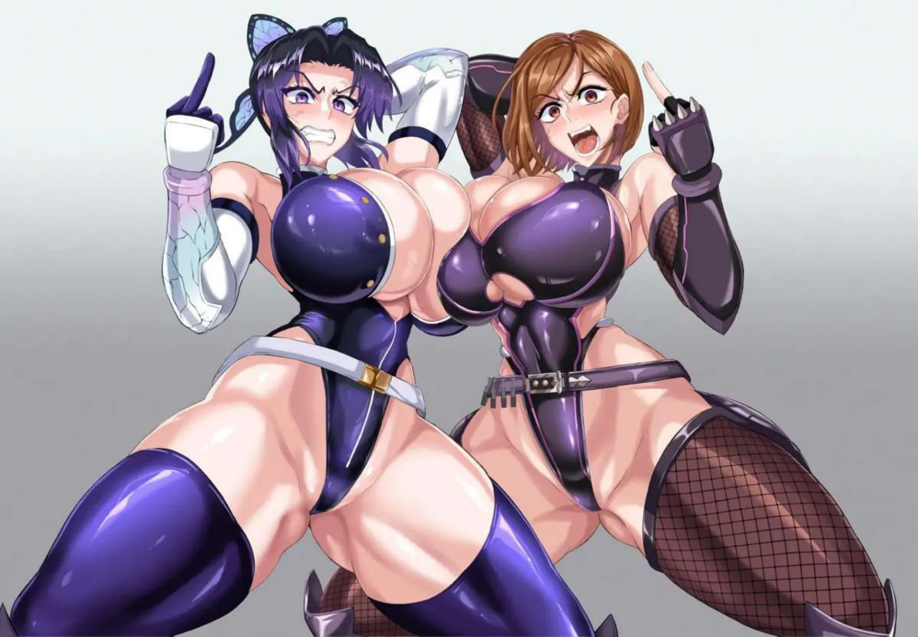対鬼忍シノブと対呪忍ノバラが触手セックス！口とマンコ2穴同時責めで潮を吹きまくる！ - PAGE 024
