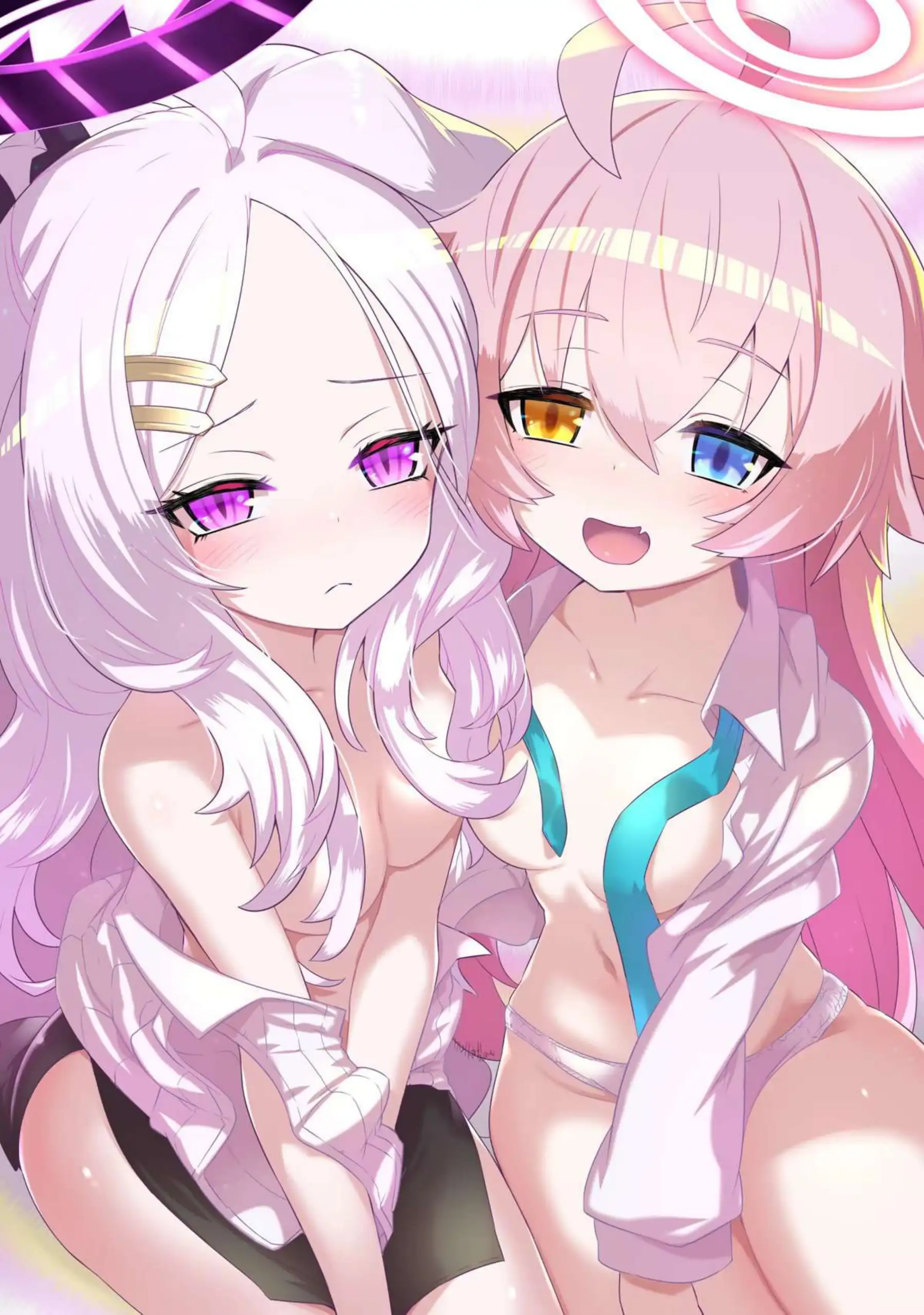 ホシノとヒナの二人同時フェラで顔射！バックからも正常位で中出しまでされて昇天する！ - PAGE 033
