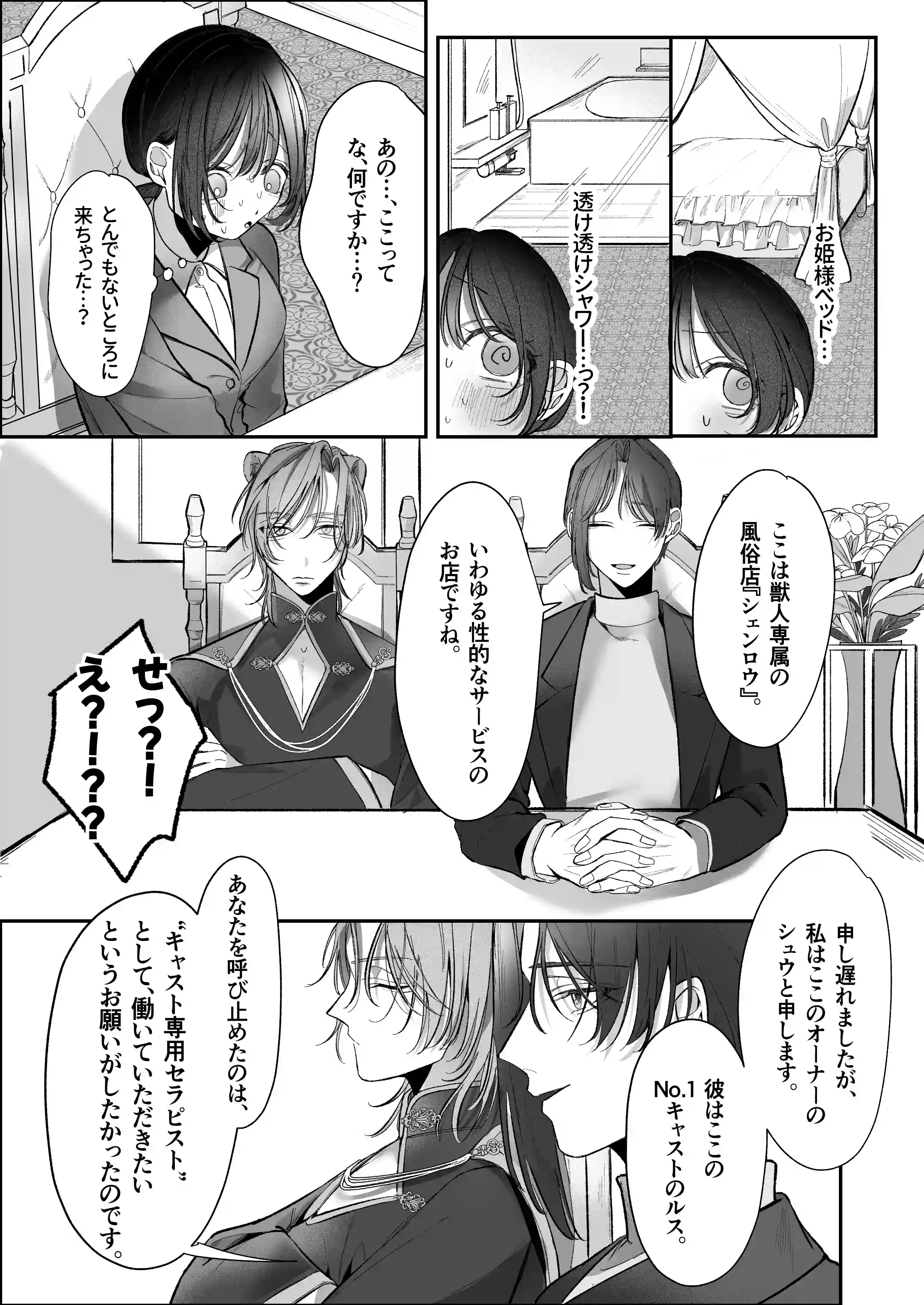 溺愛捕食～獣人専属風俗店でキャスト専用セラピストとして愛され尽くすまで～[白い妖怪] - PAGE 014