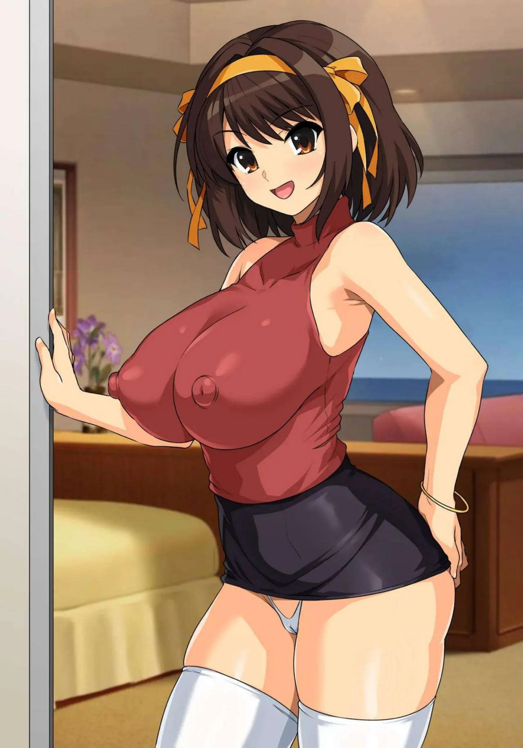 涼宮ハルヒがおっぱいをページごとに急成長させて誘惑する！ 涼宮ハルヒが巨乳ボディでアヘ顔絶頂に乱れる！ - PAGE 009