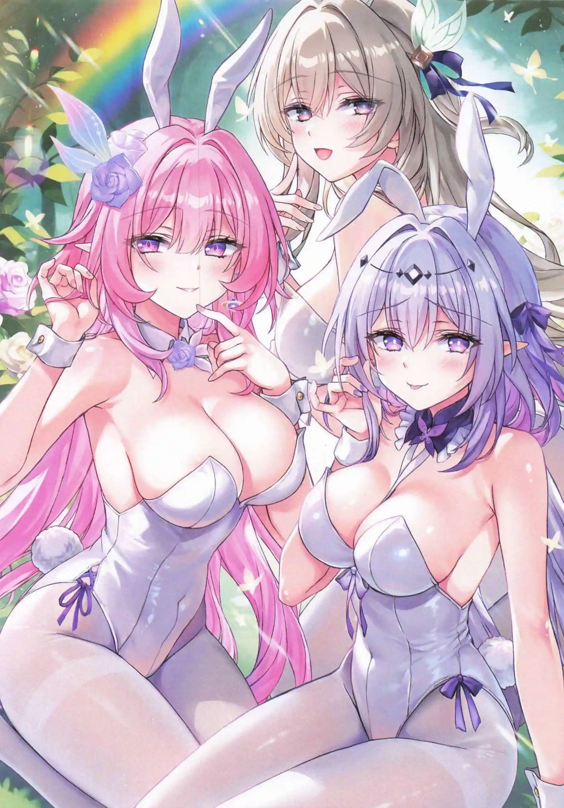 ホタルが白バニー姿で幻想的に誘う！ キュレネとキャストリスがダブルフェラで顔射する！ - PAGE 003