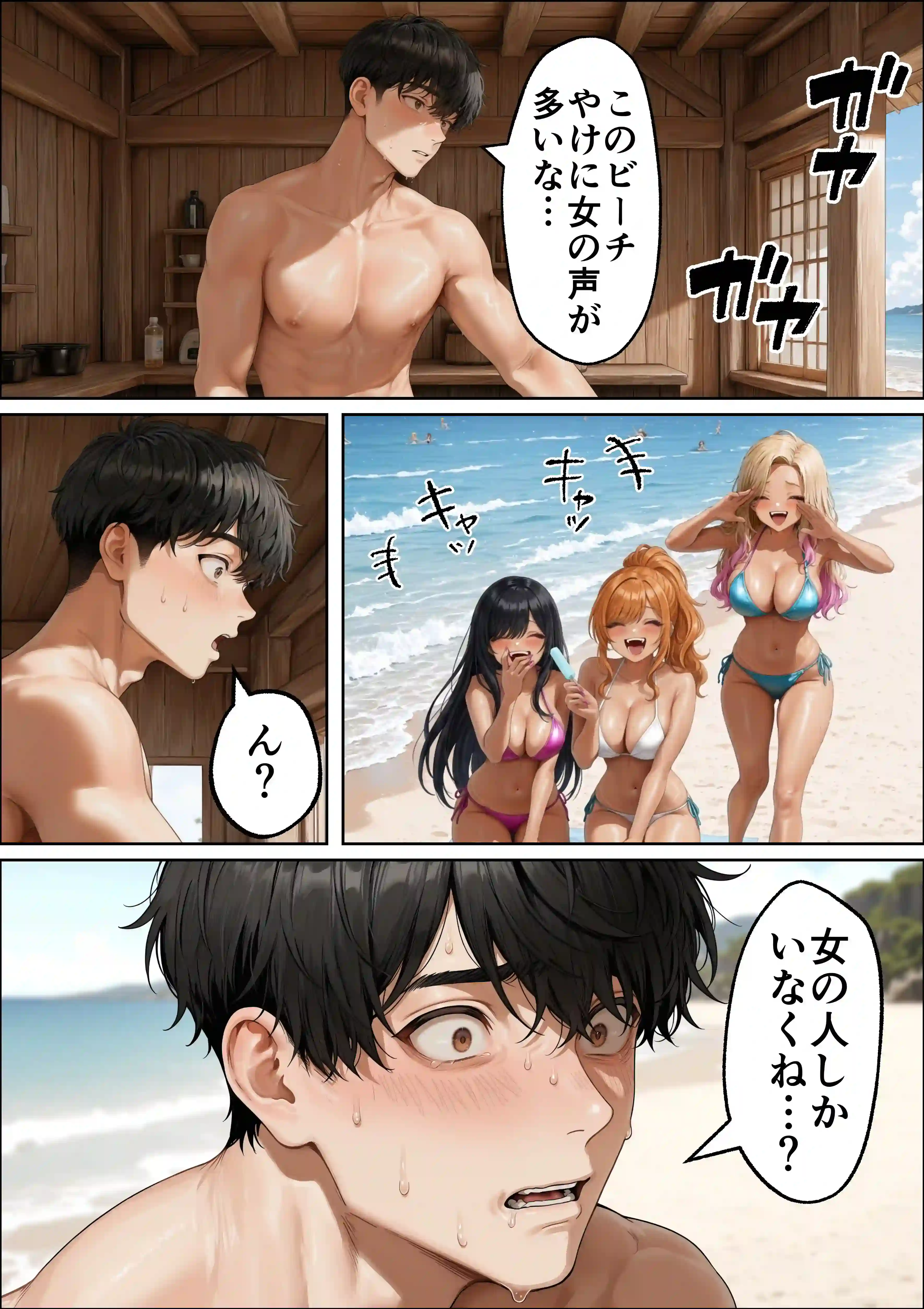 海の家バイトに行ったら、ギャル専用プライベートビーチで逆ナンされまくった話[ほっけばいん！] - PAGE 002