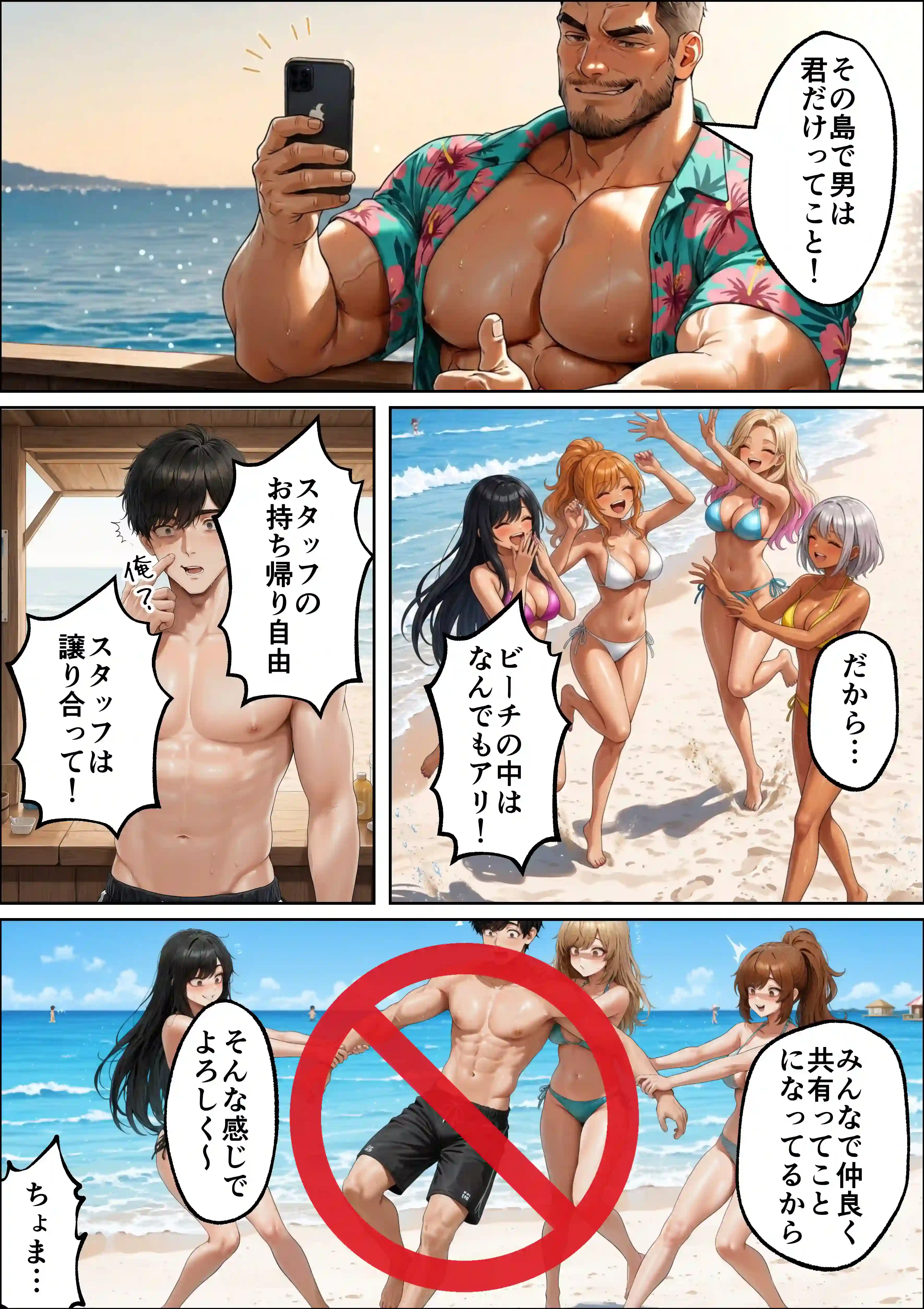 海の家バイトに行ったら、ギャル専用プライベートビーチで逆ナンされまくった話[ほっけばいん！] - PAGE 005