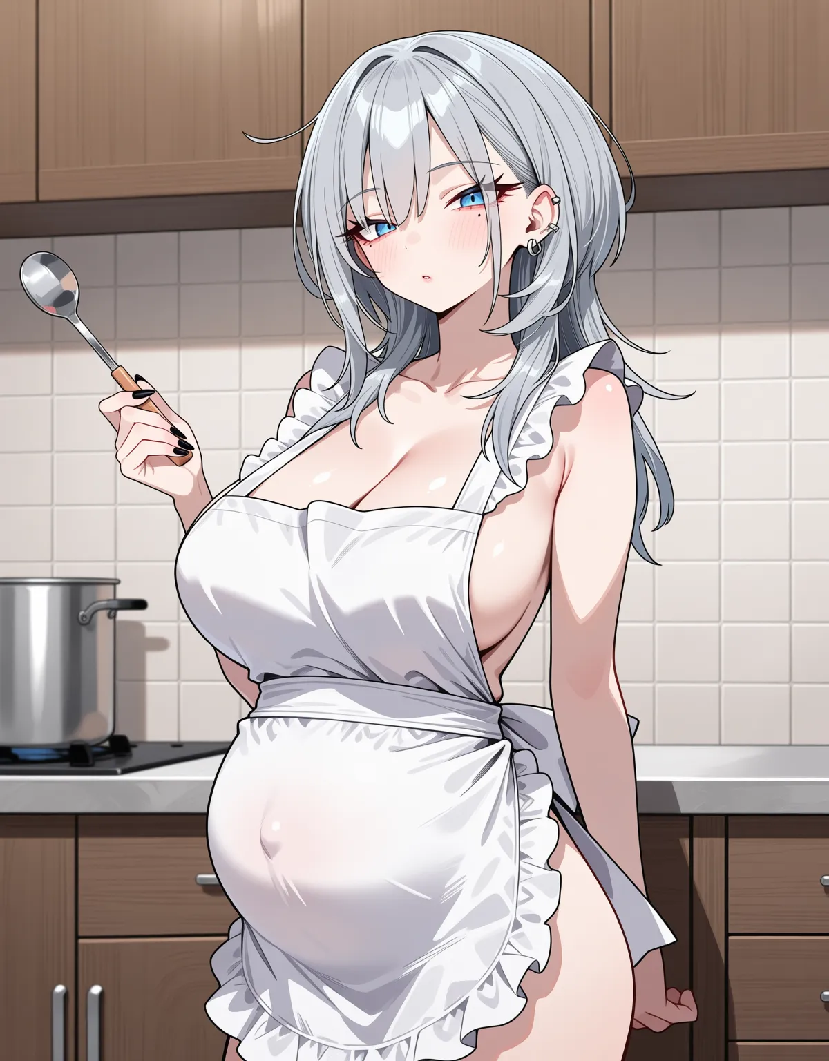 灰宮美桜がボテ腹の上裸エプロンでお出迎え！妊娠中なのに更に中出しされて絶頂不可避！