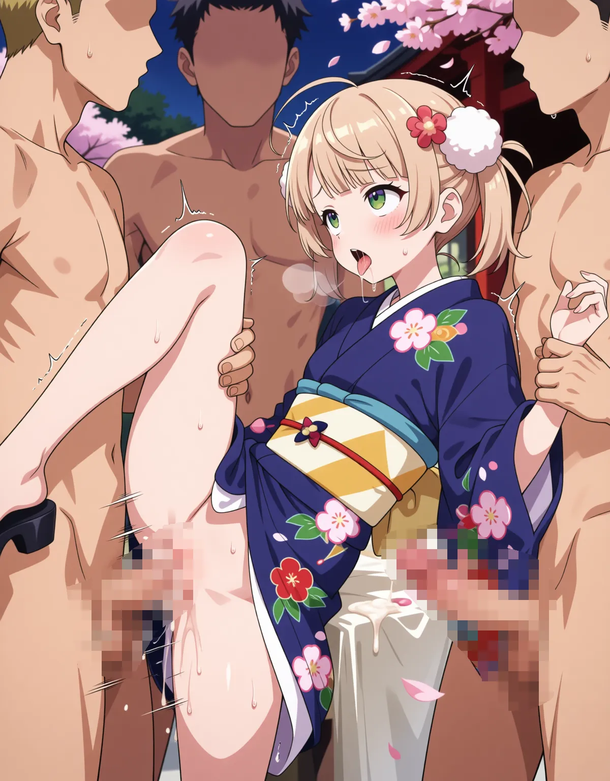 しぐれういが和服でセックス！外でみんなと仲良く中出し！ - PAGE 008