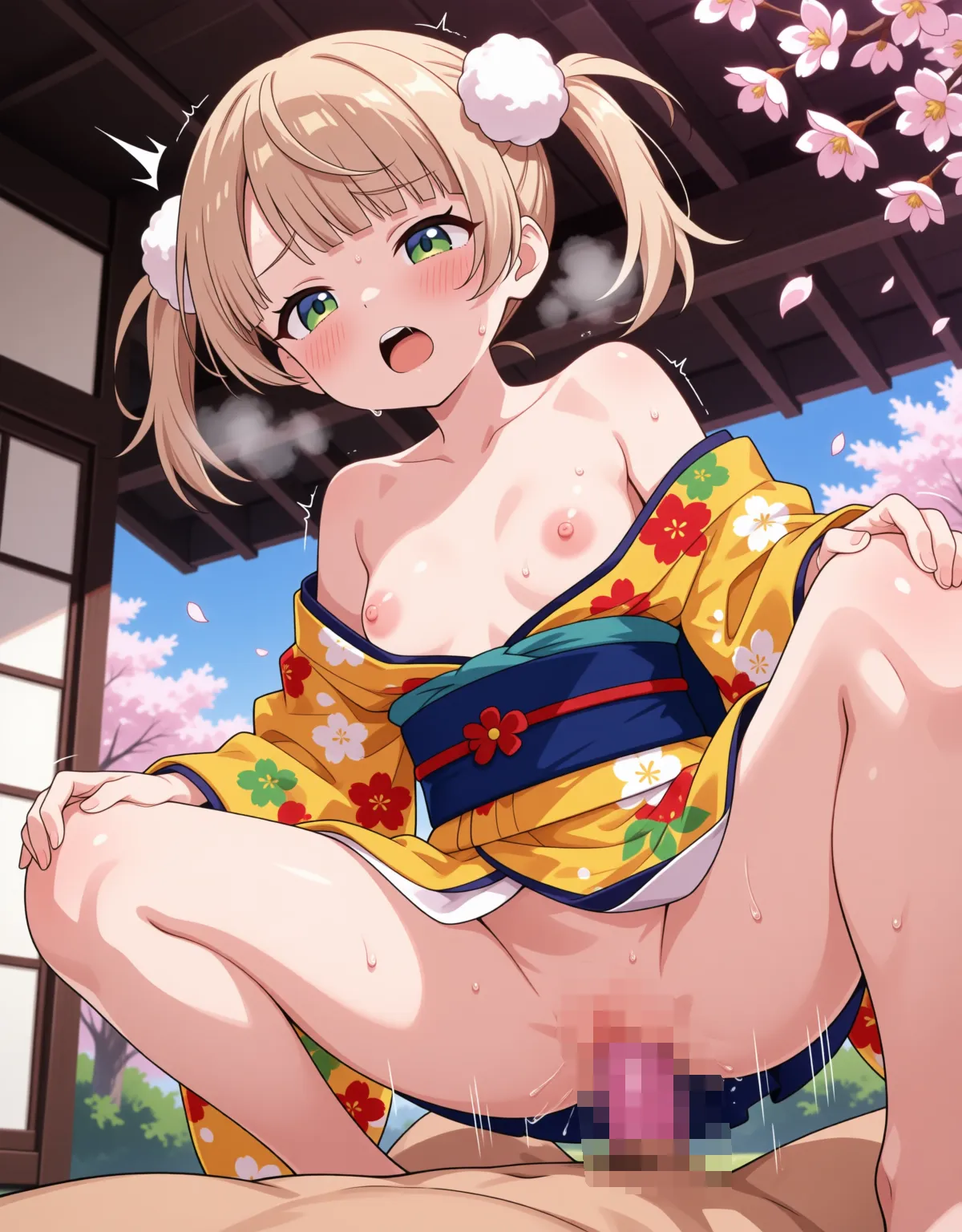 しぐれういが和服でセックス！外でみんなと仲良く中出し！ - PAGE 015