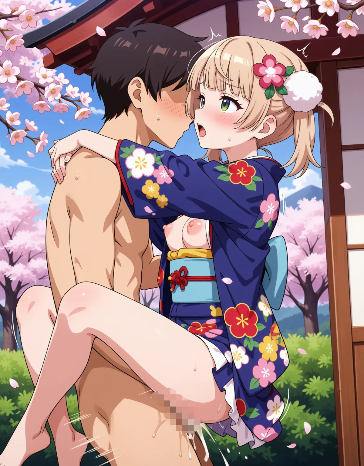しぐれういが和服でセックス！外でみんなと仲良く中出し！ - PAGE 023
