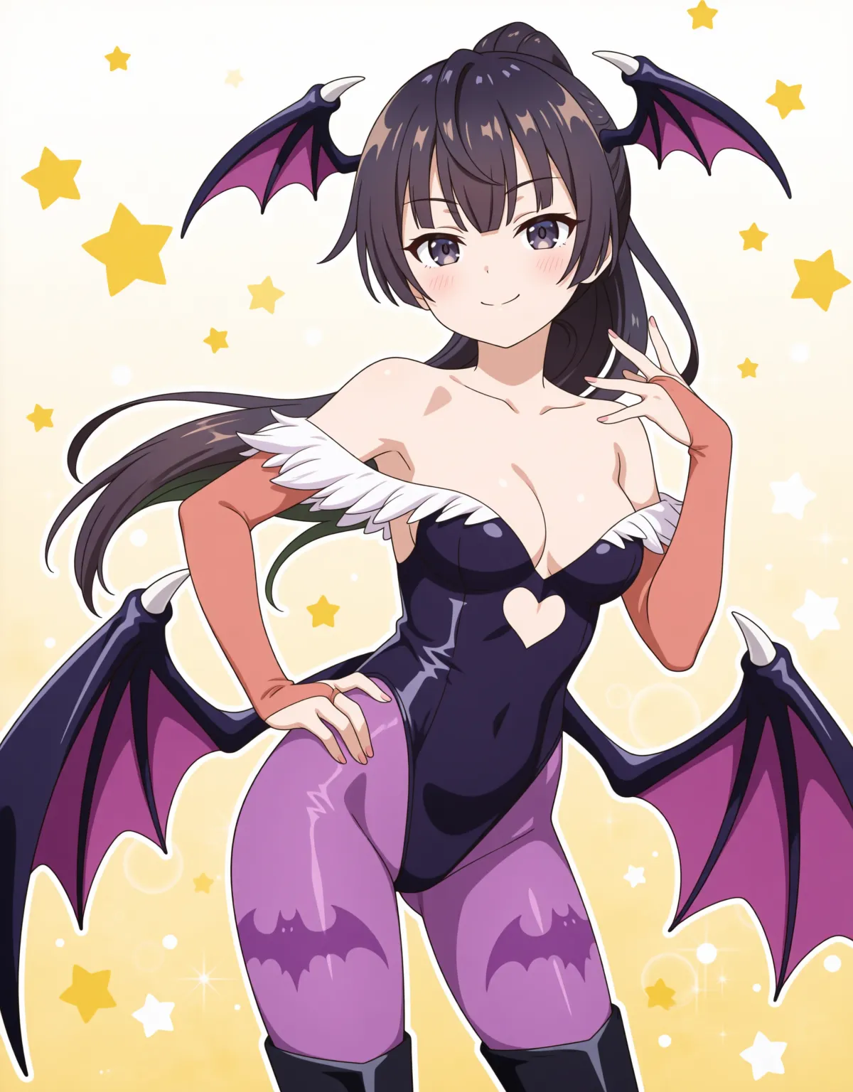 有希がハイレグタイツのスケベコスプレでモリガンの格好に！ハイレグずらし挿入が堪らない！