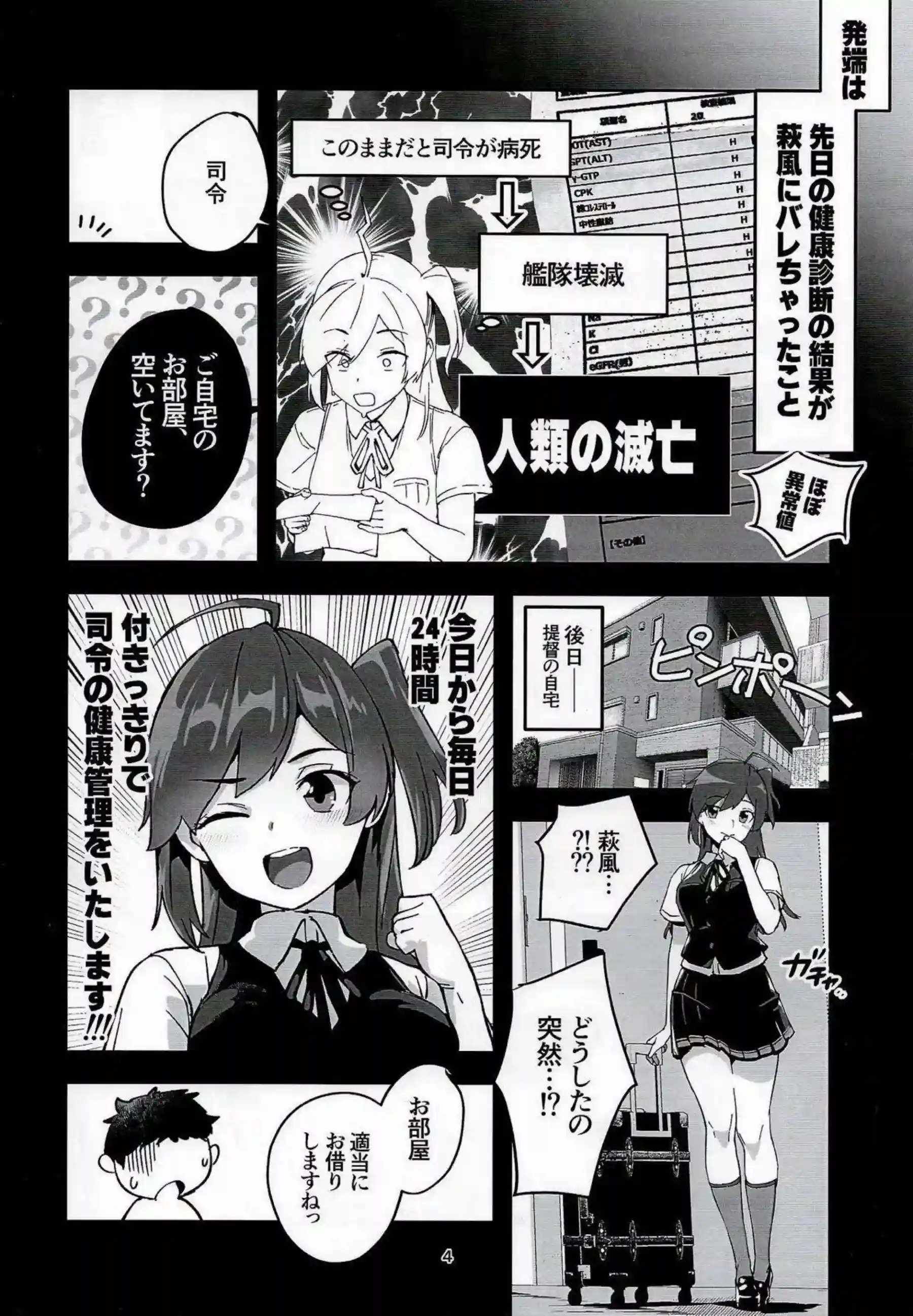 萩風が健康チェックで提督の体を隅々まで調べ尽くす！ 敏感な部分を刺激されトロけた声を漏らす！ - PAGE 003