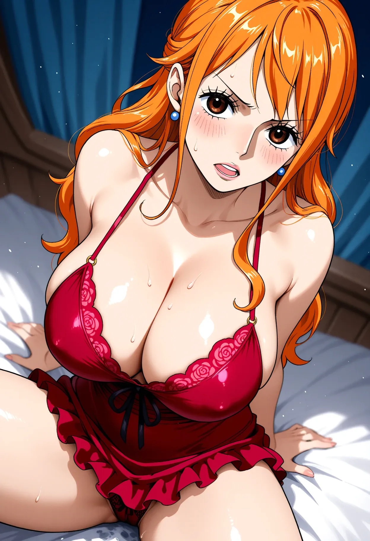 【オリジナル】ナミがベッドの上で快楽セックスヤリまくり！満足そうな顔でフィニッシュをむかえる（笑） - PAGE 002